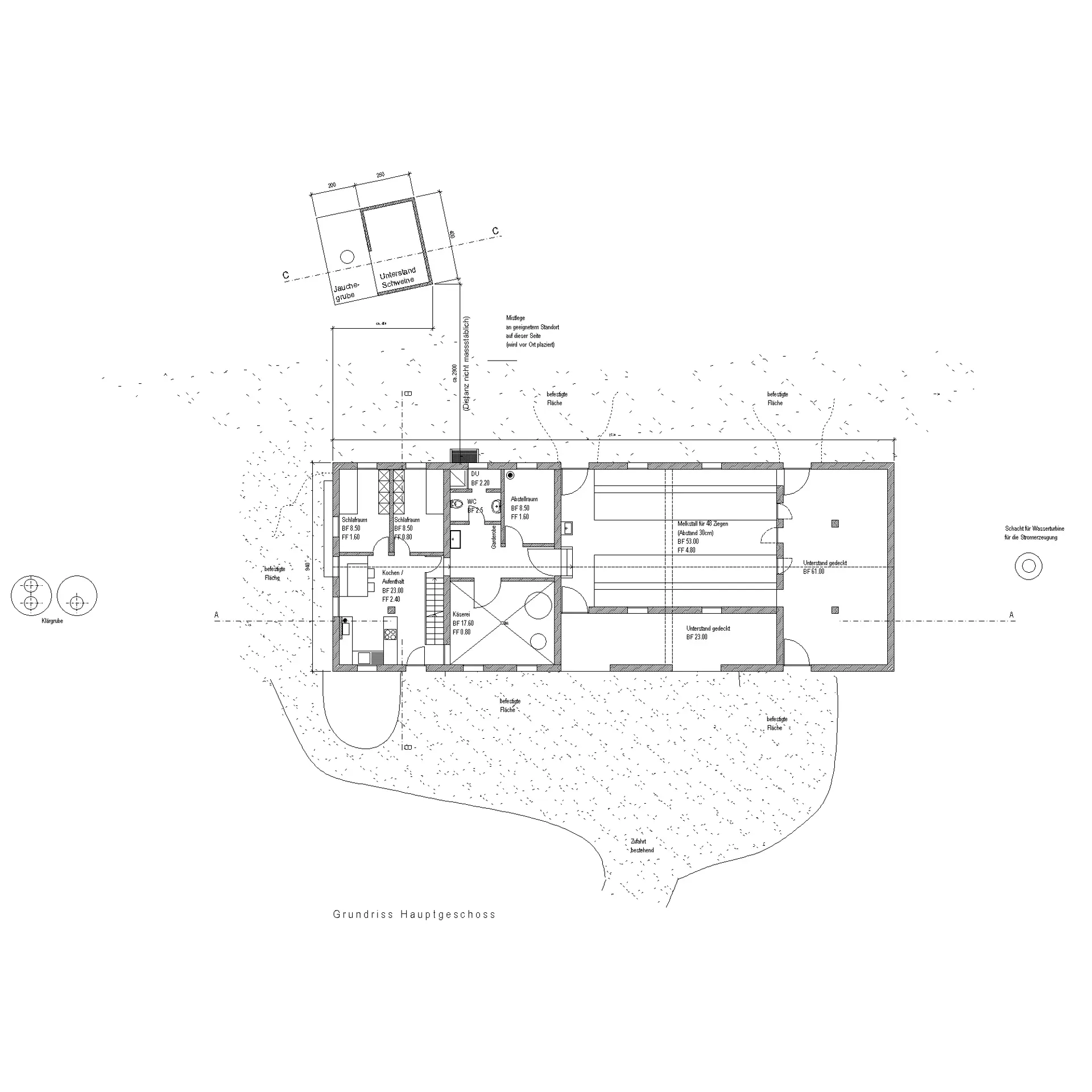 12_Neubau Alpgebäude_Ziegenalp Puzzetta Fuorns Platta_Grundriss Hauptgeschoss